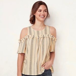 Lauren Conrad Pinstripe Cold Shoulder Blouse